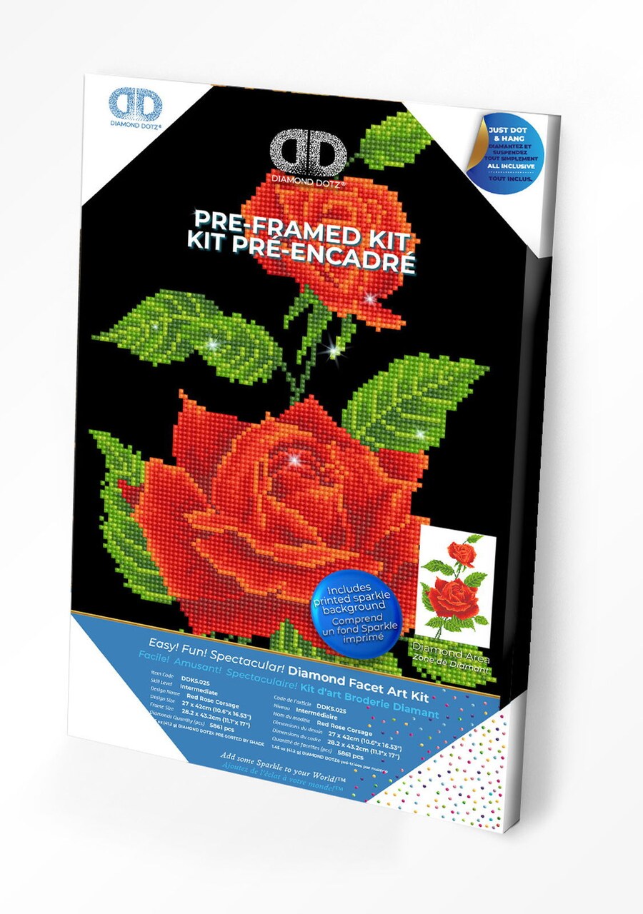 DIAMOND DOTZ ® - Red Rose Corsage with Frame Diamond Painting Artwork Kit Diamond Painting Kits, Diamond Art Kits for Adults, Gem Art, Diamond Art, Diamond Dotz Kits